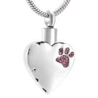 Heart Paw Print Red Necklace