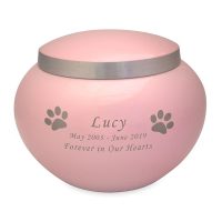 Odyssey Paw Print Pink Solid Brass Cremation Urn