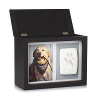 Wood Urn Black with Photo and Paw Print