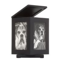 Wood Urn Black with Photos