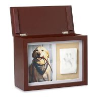 Wood Urn Brown with Photo and Paw Print