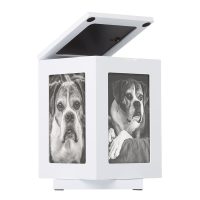 Wood Urn White with Photos